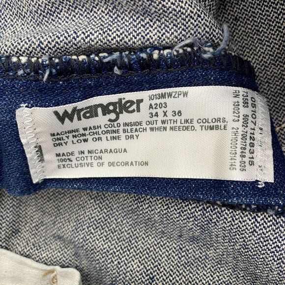 Wrangler Cowboy Cut Jeans Mens 34x36 Blue Denim Straight Leg Western 13MWZPW - Picture 5 of 7